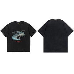 Represent "Only The Strong" Shark Graphic T-Shirt - Black