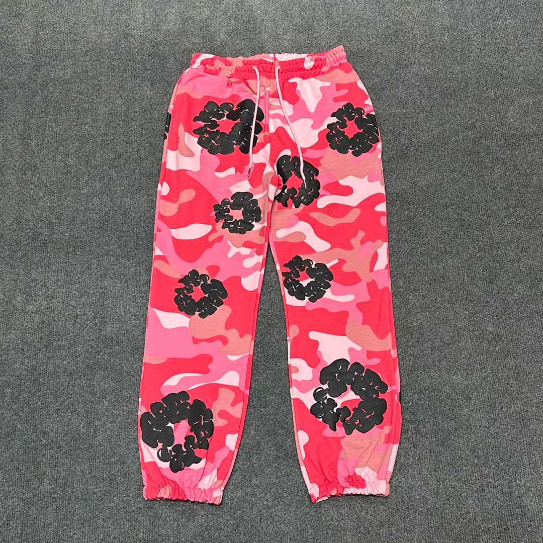 "Denim Tears" Pink Camo Floral Pattern Oversized Sweatpants