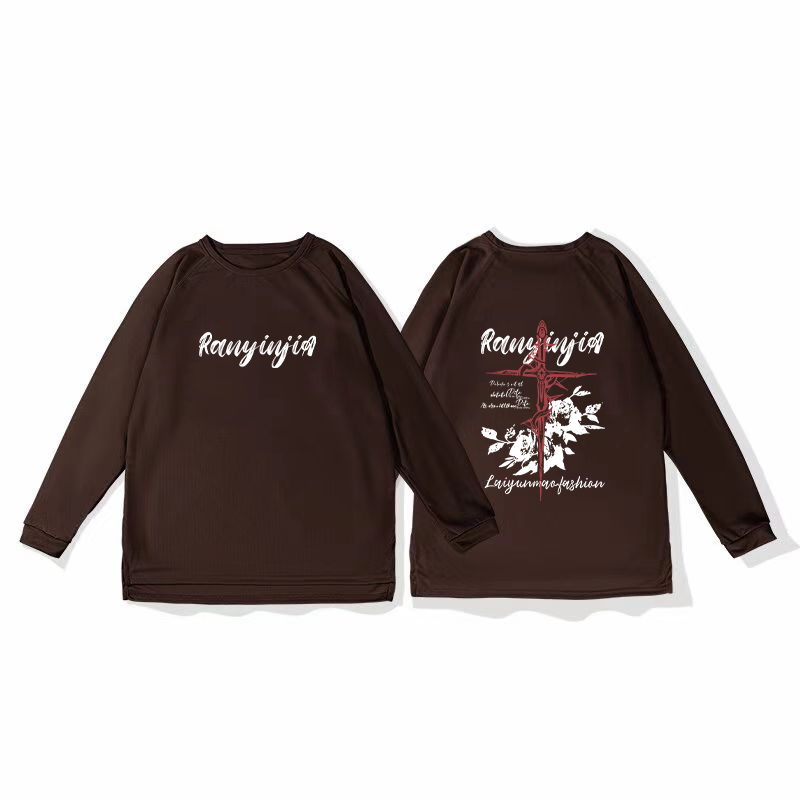 New Flower Sword Net Eye Speed Drying Sports Shoulder Long Sleeve T-shirt Men's Training American Shooting Clothes Running Breathable Autumn and Winter