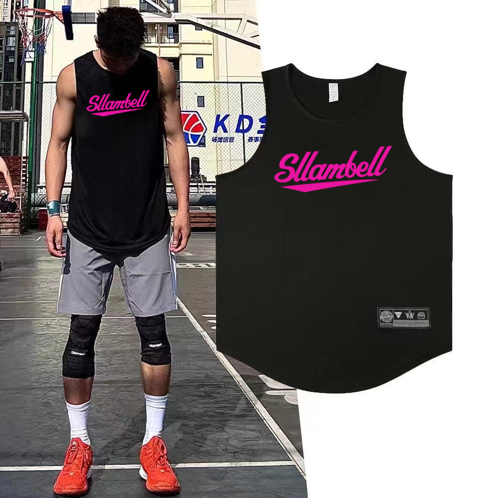 Letter print basketball quick drying mesh American training vest shooting summer loose round neck breathable and moisture absorbing sleeveless
