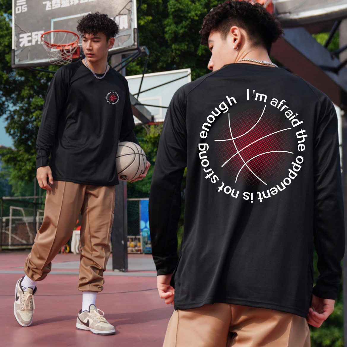 New Spring and Autumn [Sunset Basketball] Mesh Quick drying Sports Shoulder Long sleeved T-shirt for Men's Training American Shooting Suit