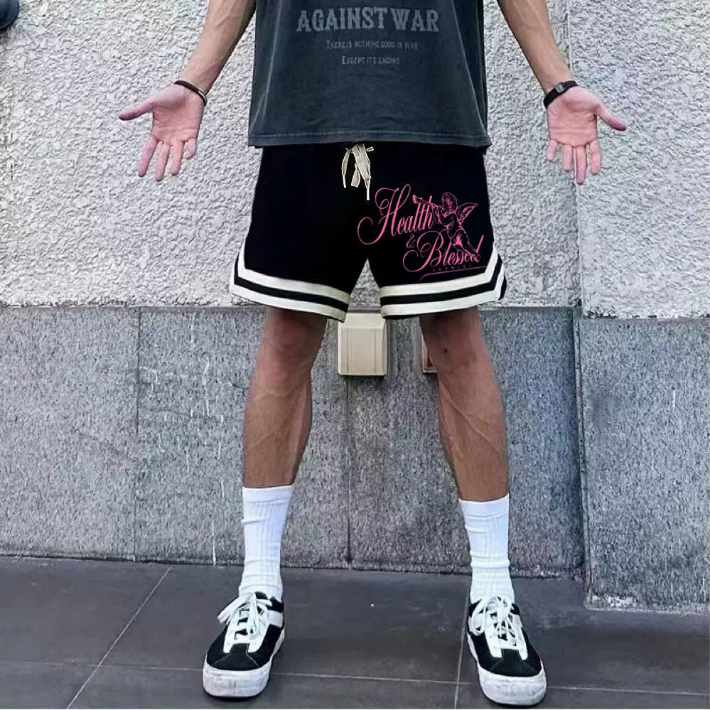New American fashion brand high street basketball shorts, men's casual shorts, loose sports pants, quarter pants, training pants