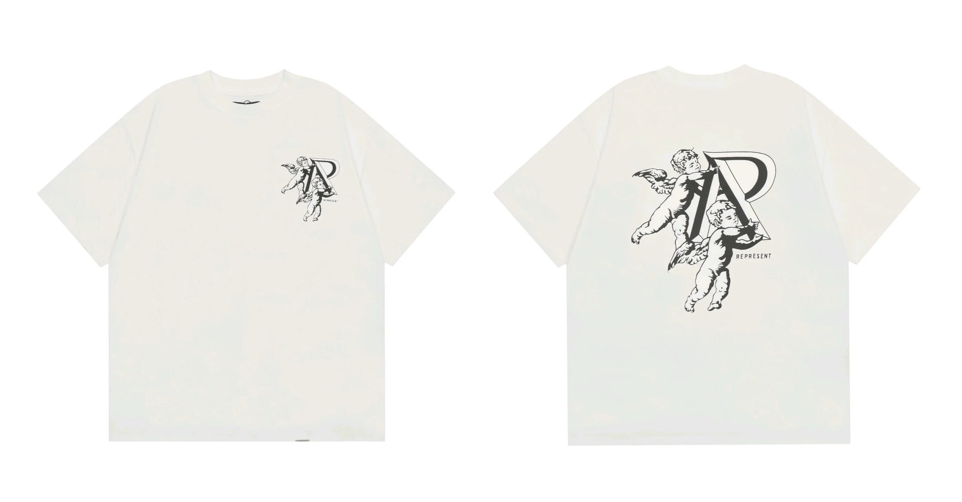 Represent Twin Cherubs & "R" Graphic T-Shirt - White