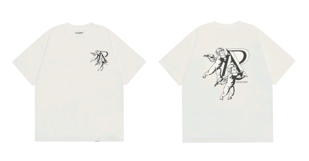 Represent Twin Cherubs & "R" Graphic T-Shirt - White