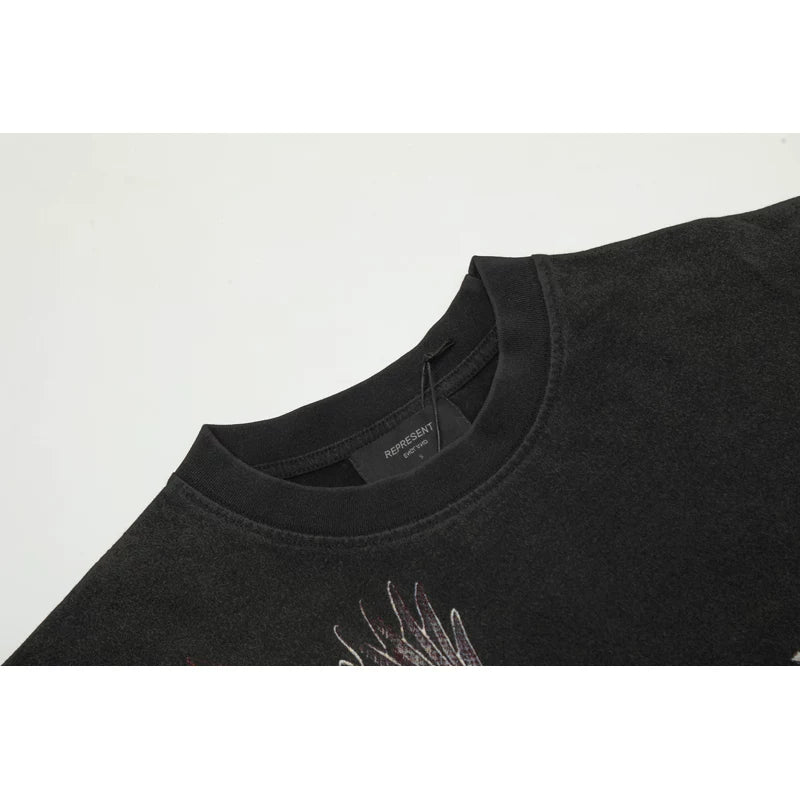 Representative: White Bird Washed and Used Short Sleeve American Trendy Brand High Street Summer Cotton Loose Men's and Women's T-shirt