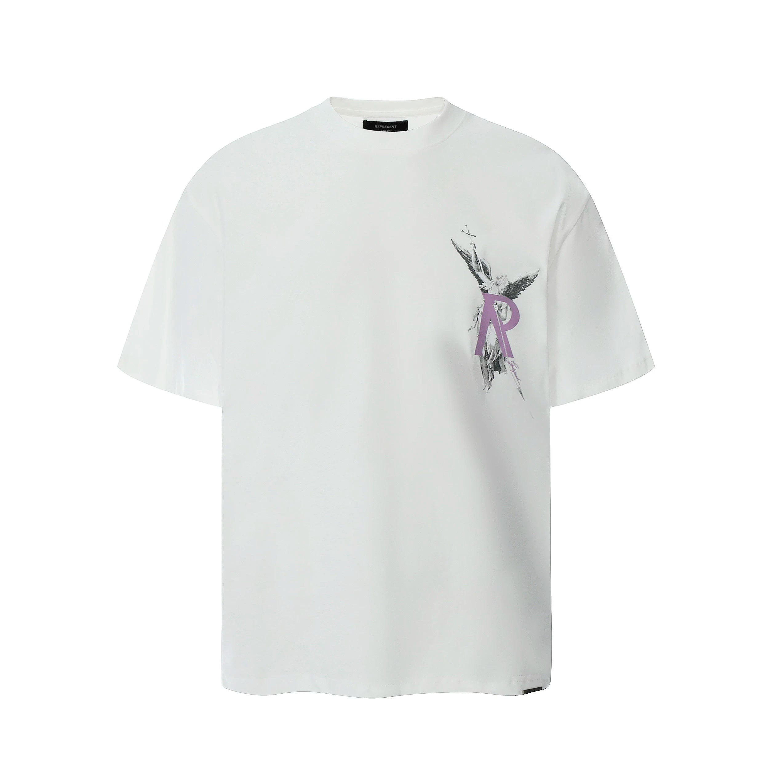 Representative character angel letter short sleeved American niche trendy brand high street summer pure cotton loose fitting men's and women's T-shirt