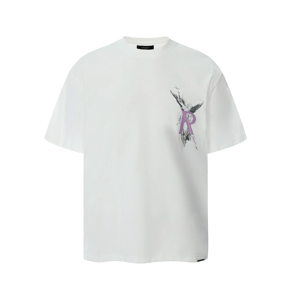 Representative character angel letter short sleeved American niche trendy brand high street summer pure cotton loose fitting men's and women's T-shirt