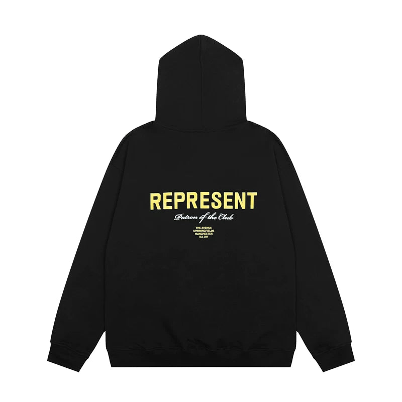 Representative logo basic letter loose casual American high street men's and women's versatile pure cotton hooded sweatshirt