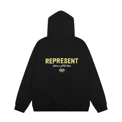 Representative logo basic letter loose casual American high street men's and women's versatile pure cotton hooded sweatshirt
