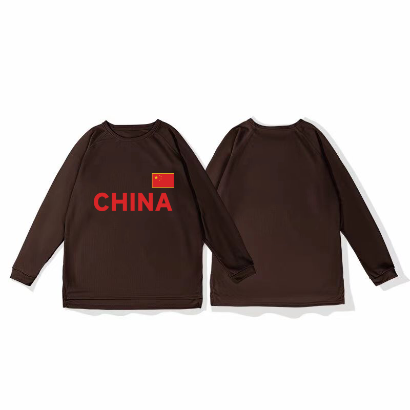 Chinese national team mesh quick drying sports shoulder long sleeved t-shirt basketball training shooting suit running breathable fitness