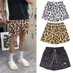 SLLAMBELL new animal leopard print shorts men's sports pants basketball American mesh quarter pants loose and trendy