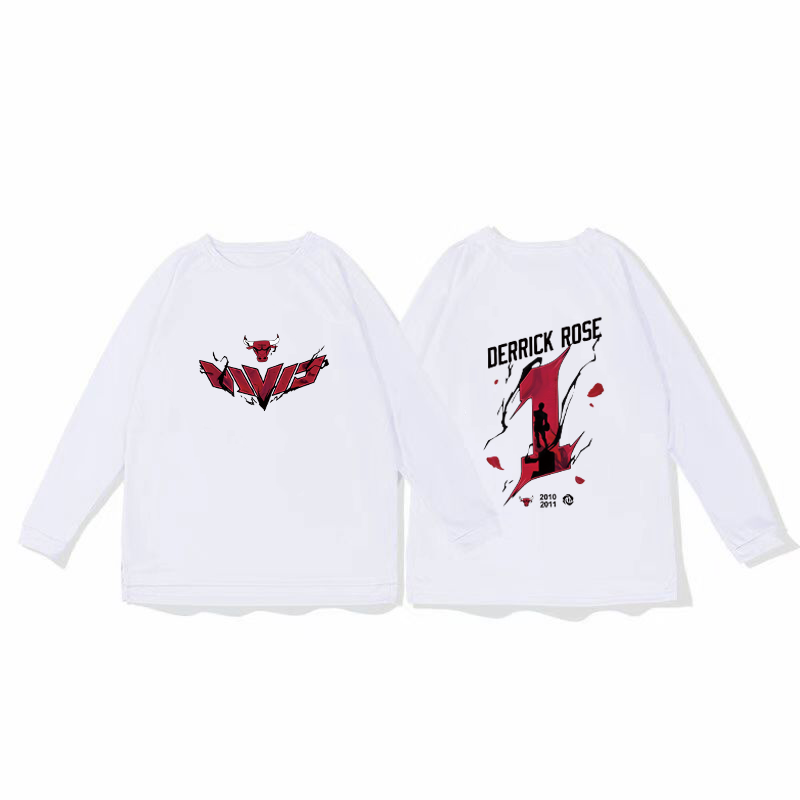 Bulls Rose basketball training uniform, quick drying sports top, autumn and winter running fitness hoodie, shooting suit, long sleeved loose fit