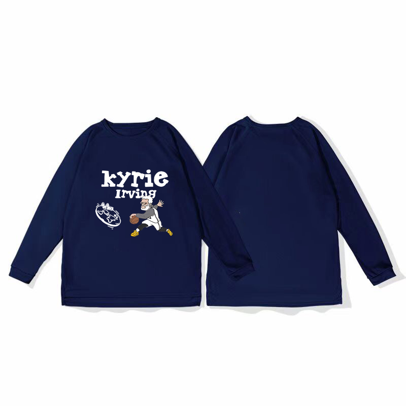 Irving autumn American basketball long sleeved training shooting suit trendy men's loose quick drying sports short sleeved T-shirt fitness suit