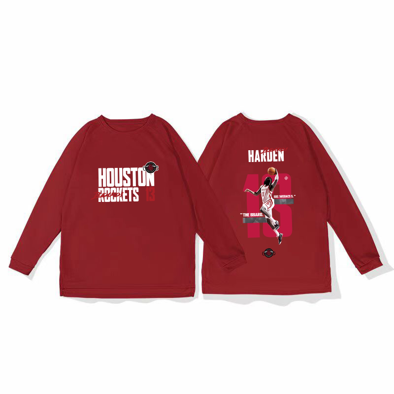 Rocket Harden basketball training suit, quick drying sports top, autumn and winter running fitness shooting suit, long sleeved loose winter