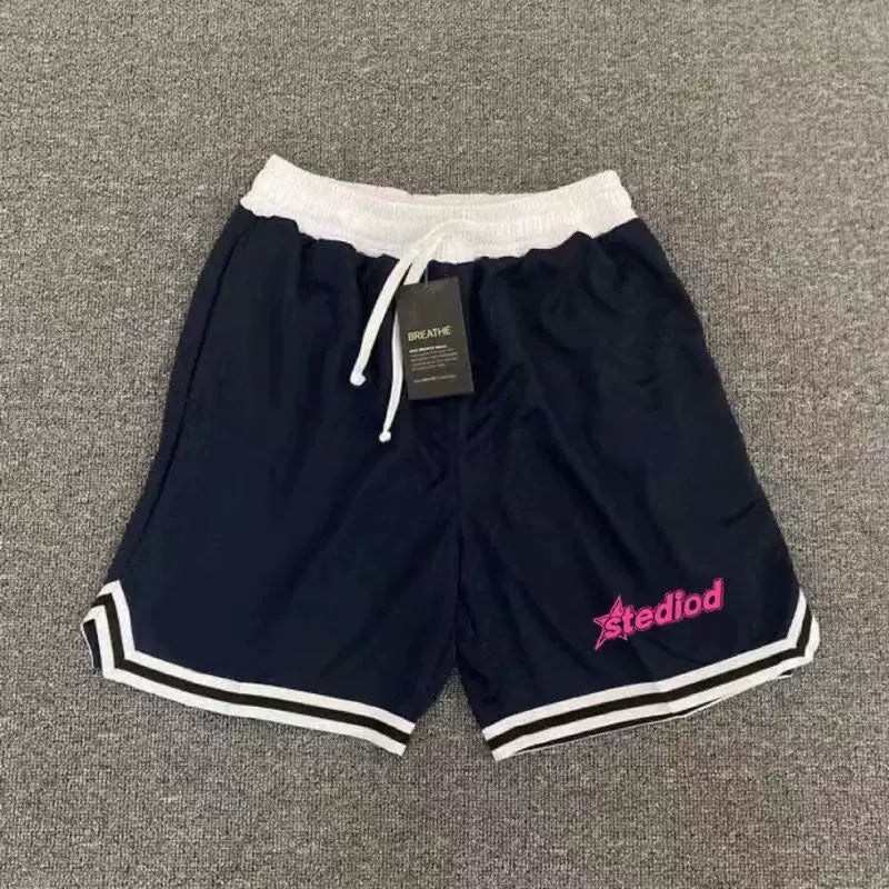 Basketball training quick drying American retro shorts, casual running shorts, fitness three quarter loose sports pants, four quarter pants