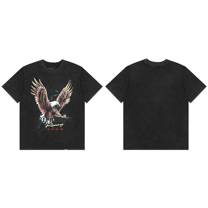 Represent "Racing" Eagle Graphic T-Shirt - Black