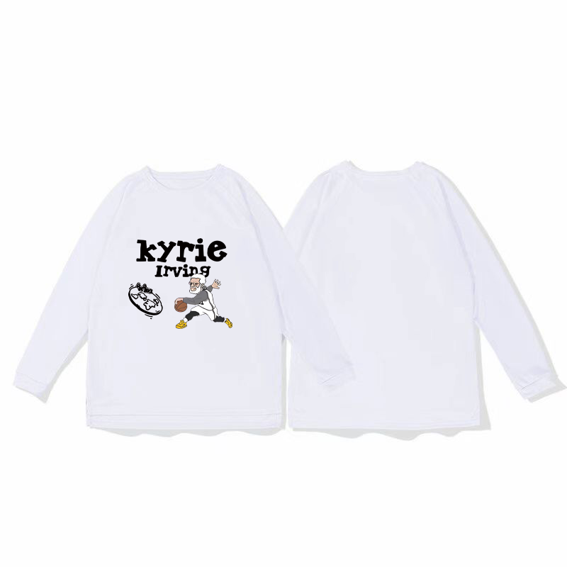 Irving autumn American basketball long sleeved training shooting suit trendy men's loose quick drying sports short sleeved T-shirt fitness suit
