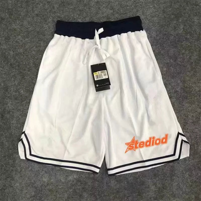Basketball training quick drying American retro shorts, casual running shorts, fitness three quarter loose sports pants, four quarter pants
