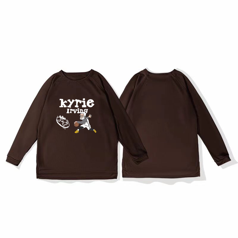 Irving autumn American basketball long sleeved training shooting suit trendy men's loose quick drying sports short sleeved T-shirt fitness suit