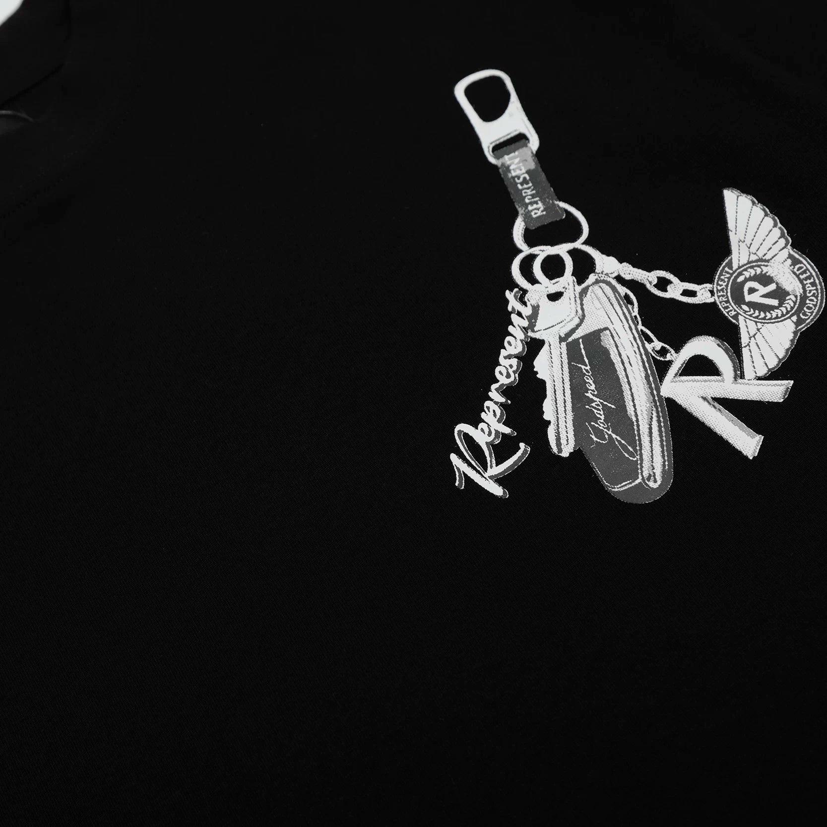 Representative car keychain letter short sleeved American niche trendy brand high street summer pure cotton loose fitting men's and women's T-shirt