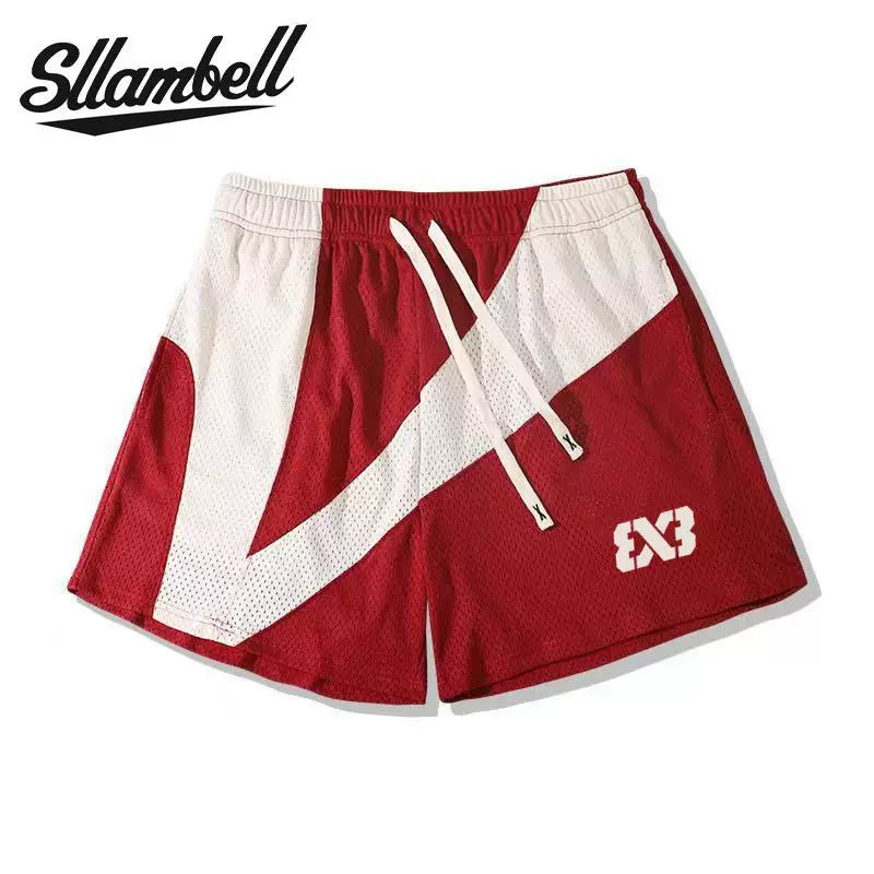 SLLAMBELL shorts 3X3 basketball pants summer loose fit American fashion brand training quick drying quarter pants men's sports pants