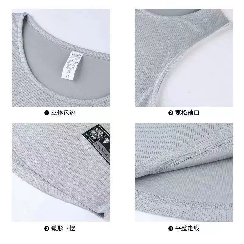 Basketball Quick drying Mesh American Training Fitness Tank Top Shooting Summer Loose Round Neck Breathable and Moisture Absorbing Running Sleeveless
