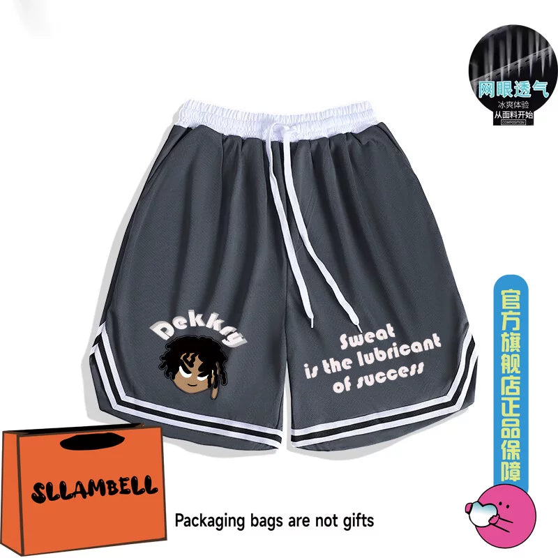 Summer quick drying shorts men's thin cartoon print 2025 new running casual sports basketball five quarter pants