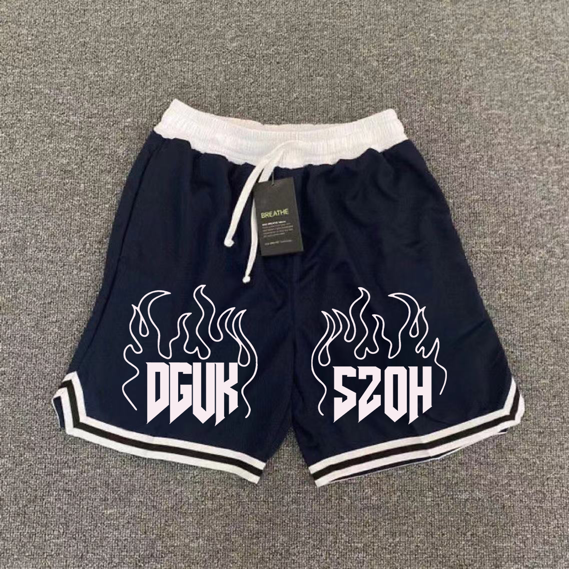 American quick drying mesh five point summer training letter striped basketball trendy brand loose sports fitness running shorts