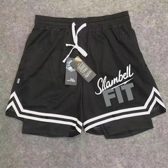 American style minimalist new trendy high street basketball print men's summer vacation two shorts loose training sports pants
