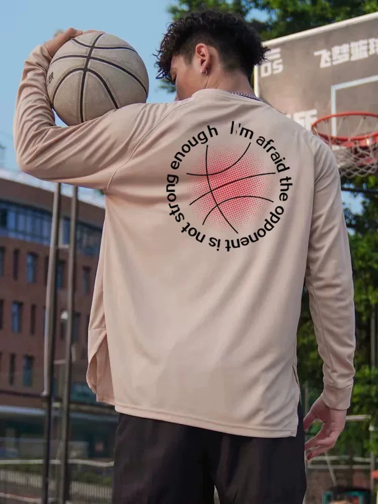 New Spring and Autumn [Sunset Basketball] Mesh Quick drying Sports Shoulder Long sleeved T-shirt for Men's Training American Shooting Suit