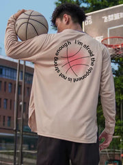 New Spring and Autumn [Sunset Basketball] Mesh Quick drying Sports Shoulder Long sleeved T-shirt for Men's Training American Shooting Suit