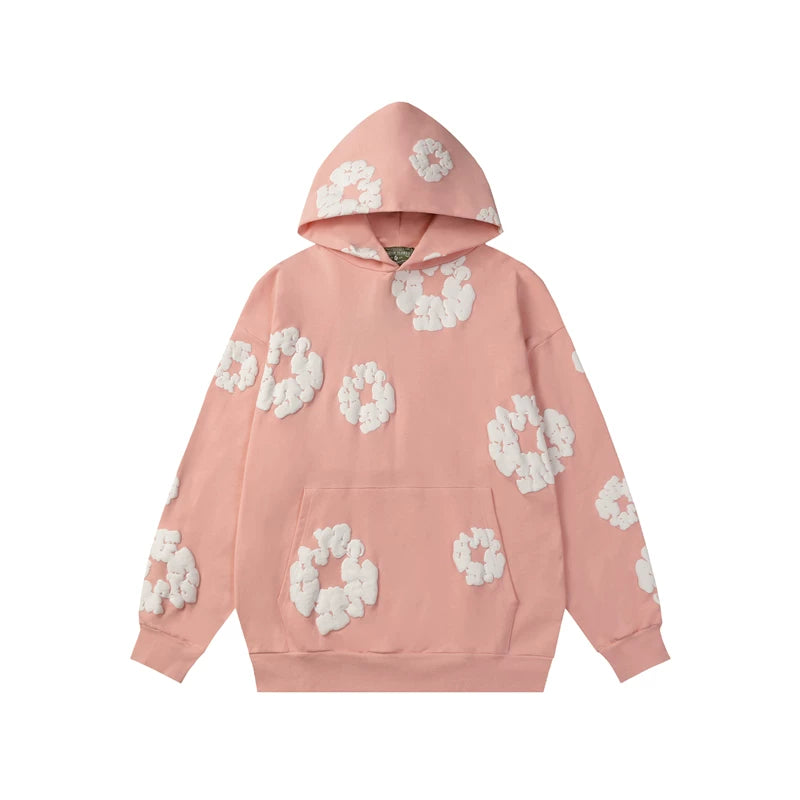 Denim Tears Cotton Wreath Graphic Hoodie - Pink / Relaxed Streetwear Fit