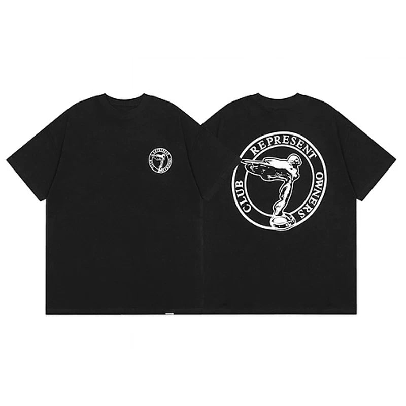 Representative Flying Goddess Badge Short Sleeve American High Street Casual Summer Cotton Loose Trendy Brand Couple T-shirt