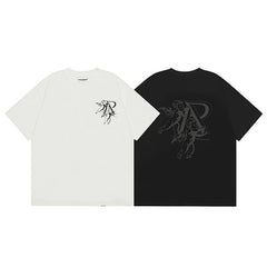 Representative Angel R letter short sleeved American fashion brand high street casual summer pure cotton loose men's and women's T-shirt trend