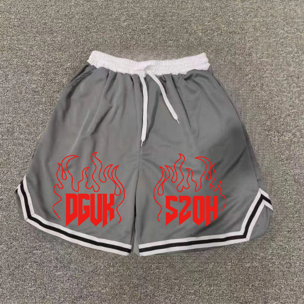 American quick drying mesh five point summer training letter striped basketball trendy brand loose sports fitness running shorts