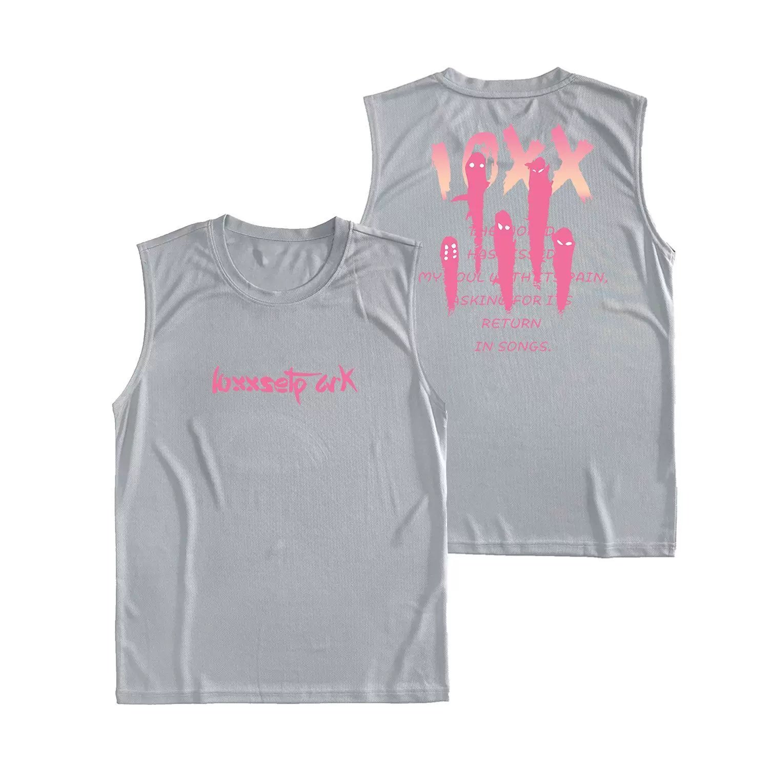 Fun letter printed fitness vest for men and women, summer loose sleeveless T-shirt, sports training clothes, running speed drying