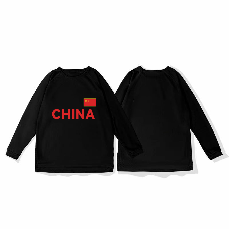 Chinese national team mesh quick drying sports shoulder long sleeved t-shirt basketball training shooting suit running breathable fitness