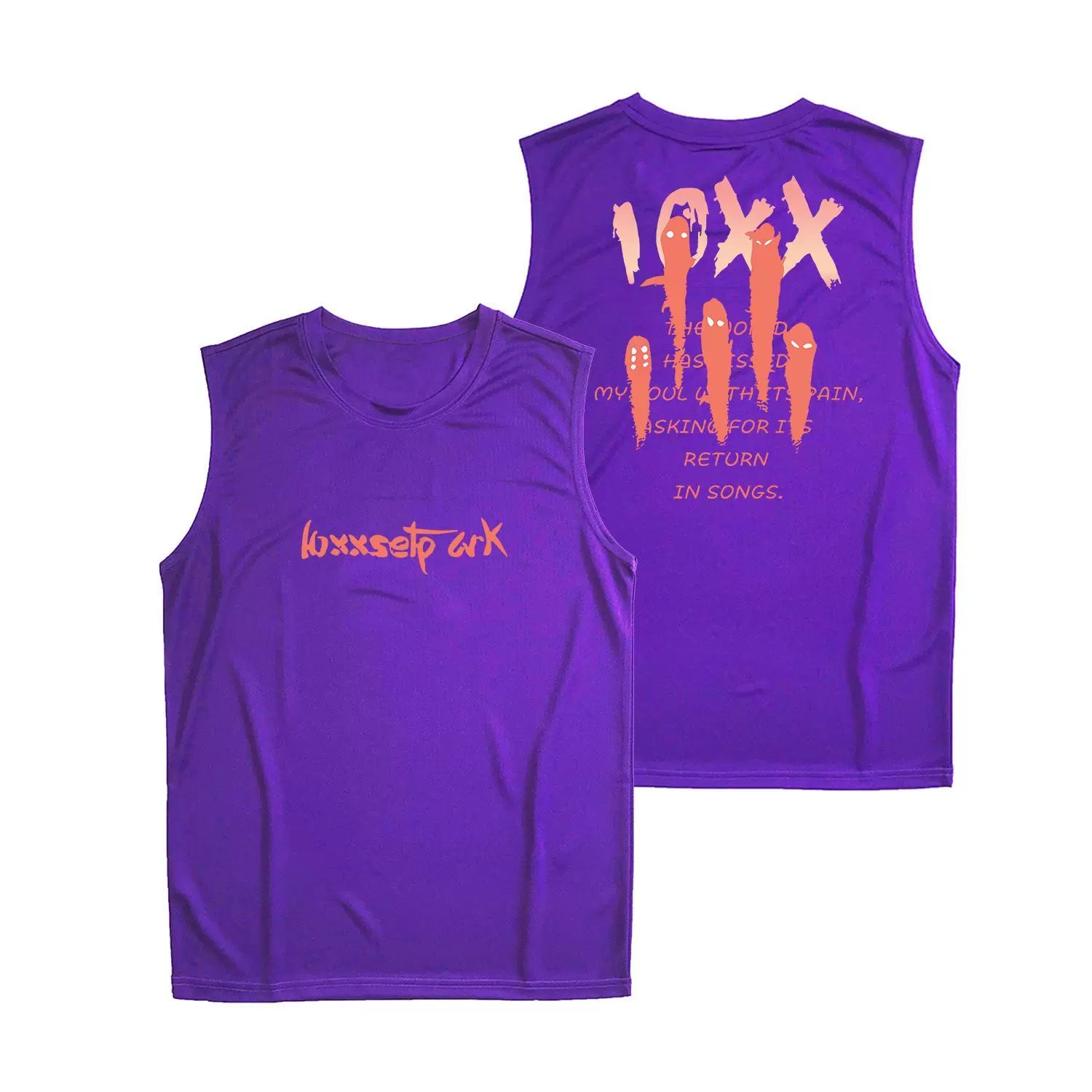 Fun letter printed fitness vest for men and women, summer loose sleeveless T-shirt, sports training clothes, running speed drying