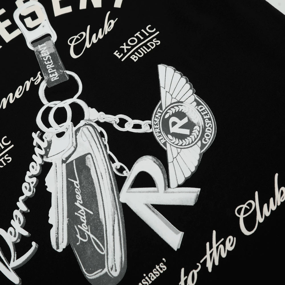 Representative car keychain letter short sleeved American niche trendy brand high street summer pure cotton loose fitting men's and women's T-shirt