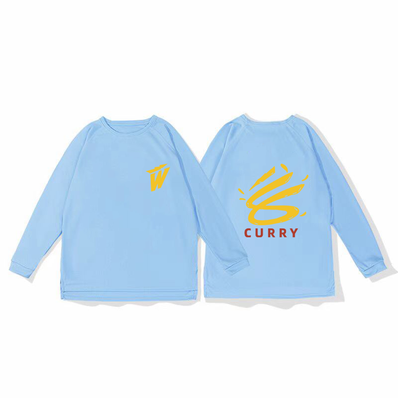 Curry's new mesh quick drying sports shoulder long sleeved T-shirt for men's training, American shooting suit for running, breathable autumn and winter