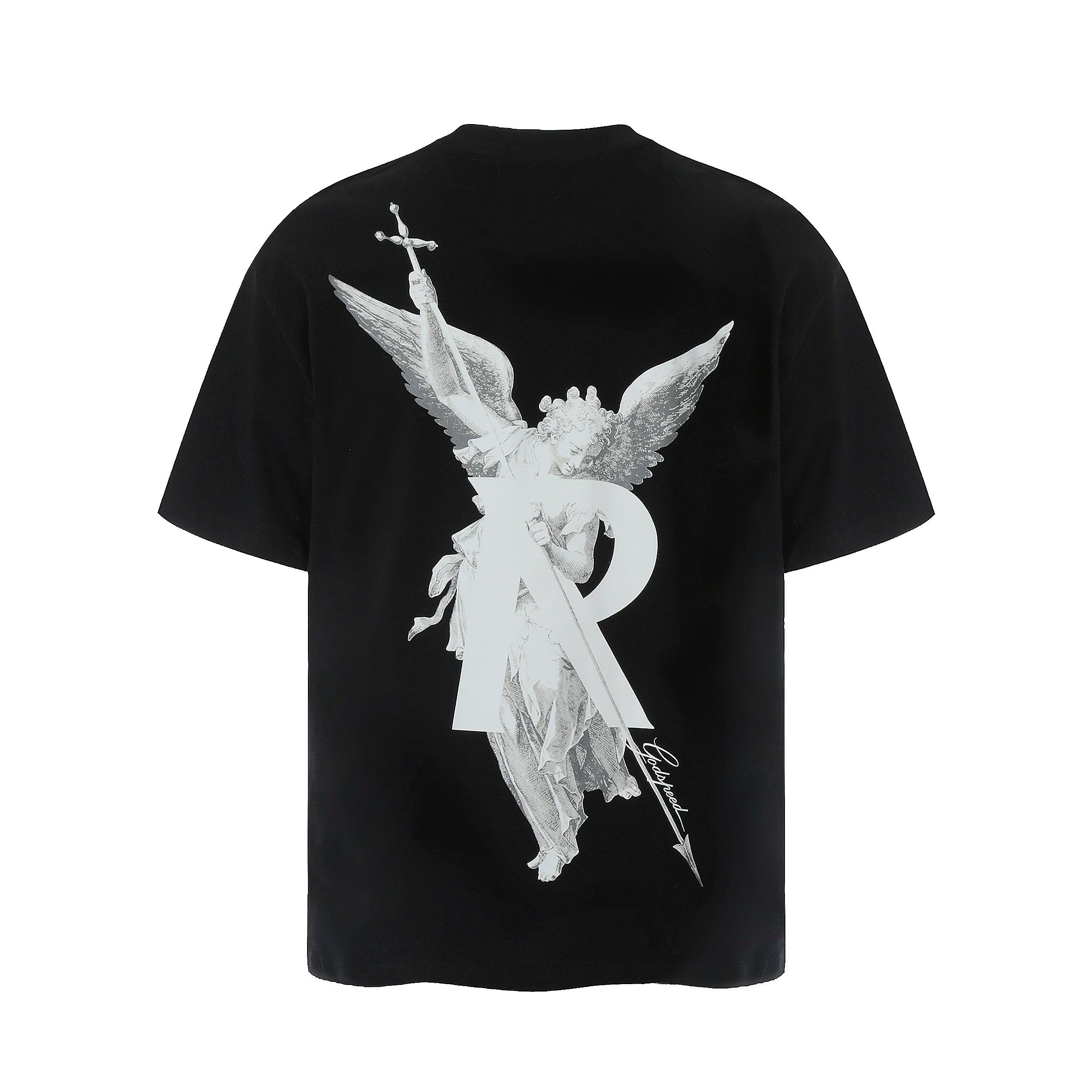 Representative character angel letter short sleeved American niche trendy brand high street summer pure cotton loose fitting men's and women's T-shirt