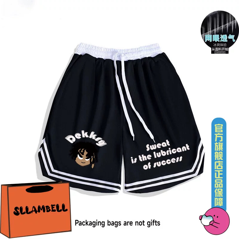Summer quick drying shorts men's thin cartoon print 2025 new running casual sports basketball five quarter pants
