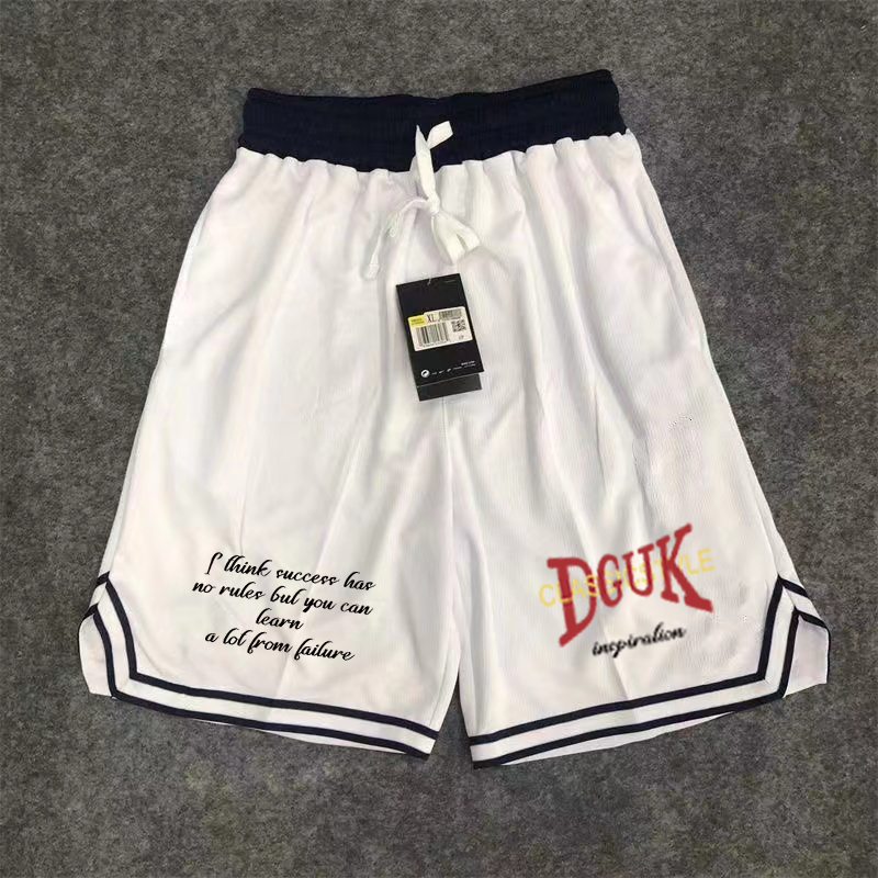 American basketball shorts, quick drying mesh, knee length training pants, striped letters, trendy brand, sports, fitness, running
