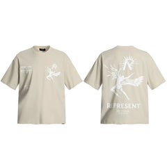 Representative angel goddess letter short sleeved American niche trendy brand high street summer pure cotton loose fitting men's and women's T-shirt