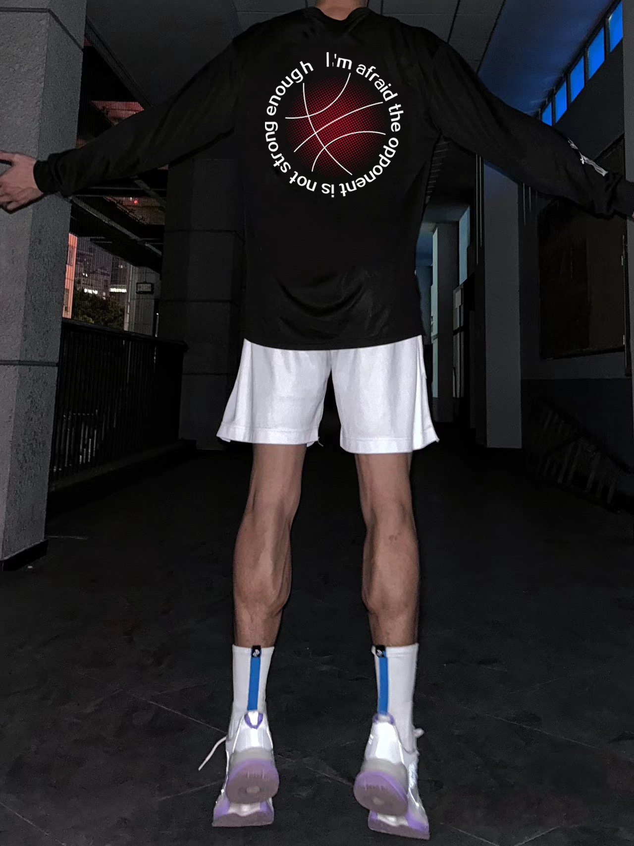 New Spring and Autumn [Sunset Basketball] Mesh Quick drying Sports Shoulder Long sleeved T-shirt for Men's Training American Shooting Suit