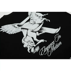 Representative Sketch Pegasus Letter Short Sleeve American Niche Trendy Brand High Street Summer Cotton Loose Men's and Women's T-shirt