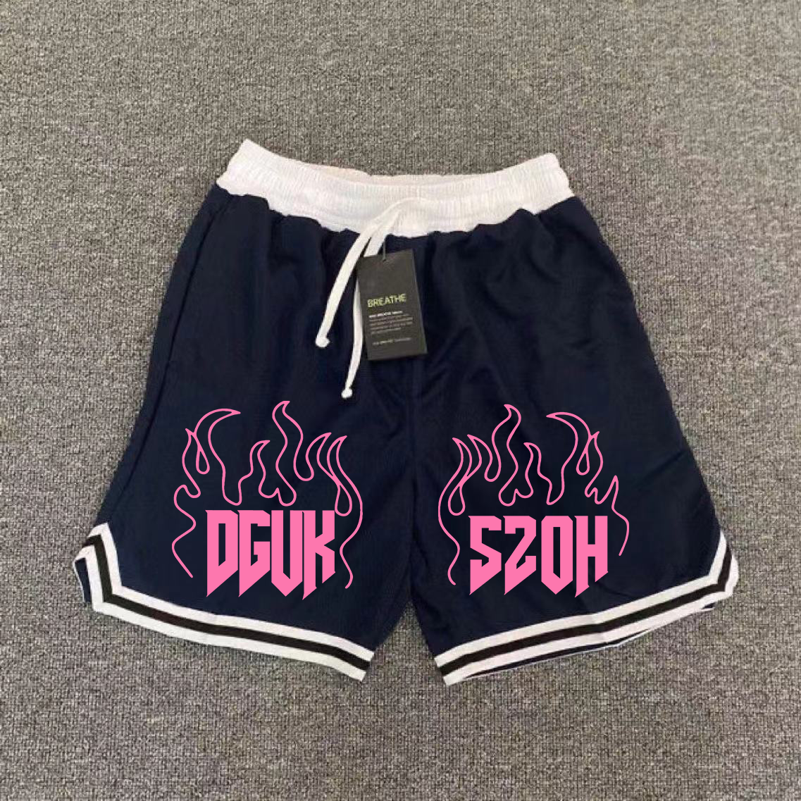 American quick drying mesh five point summer training letter striped basketball trendy brand loose sports fitness running shorts