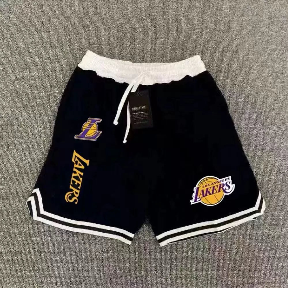 Lakers men's loose casual breathable running sports pants, American basketball training shorts, quick drying shooting pants