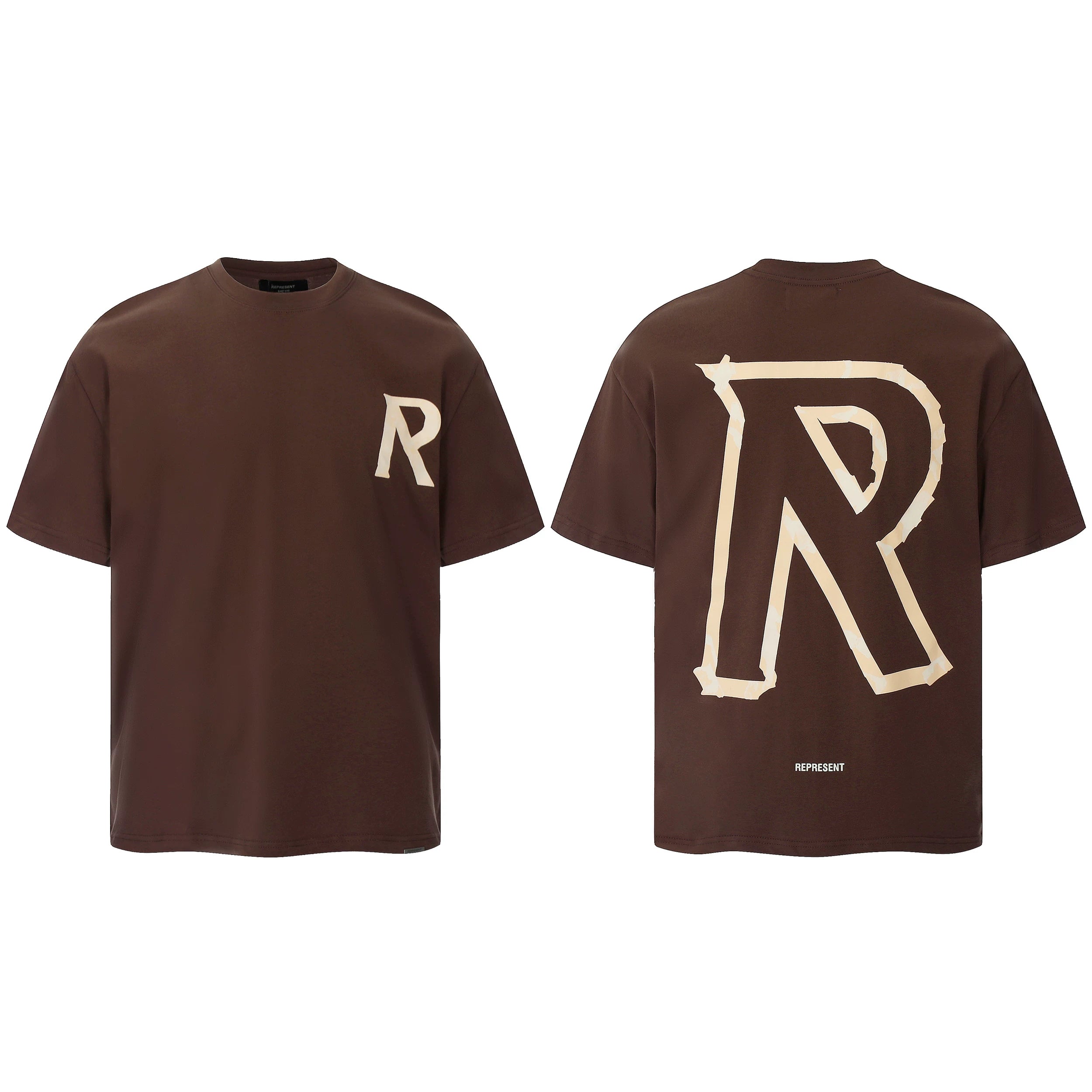 Representative letter R slogan short sleeved American niche fashion brand high street summer pure cotton loose fitting men's and women's T-shirt trend