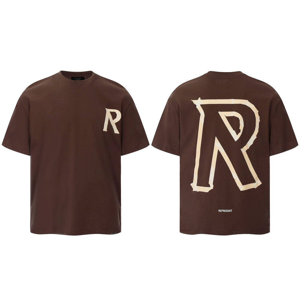 Representative letter R slogan short sleeved American niche fashion brand high street summer pure cotton loose fitting men's and women's T-shirt trend